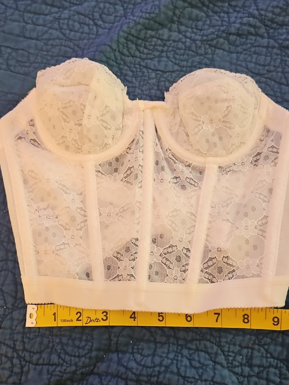 Vintage 32 A White Lace Strapless Bralette Corset  Boning NWOT
